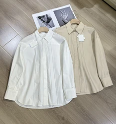 Camicie Casual da donna estate B * C camicia a maniche lunghe dritta allentata con perline in misto cotone