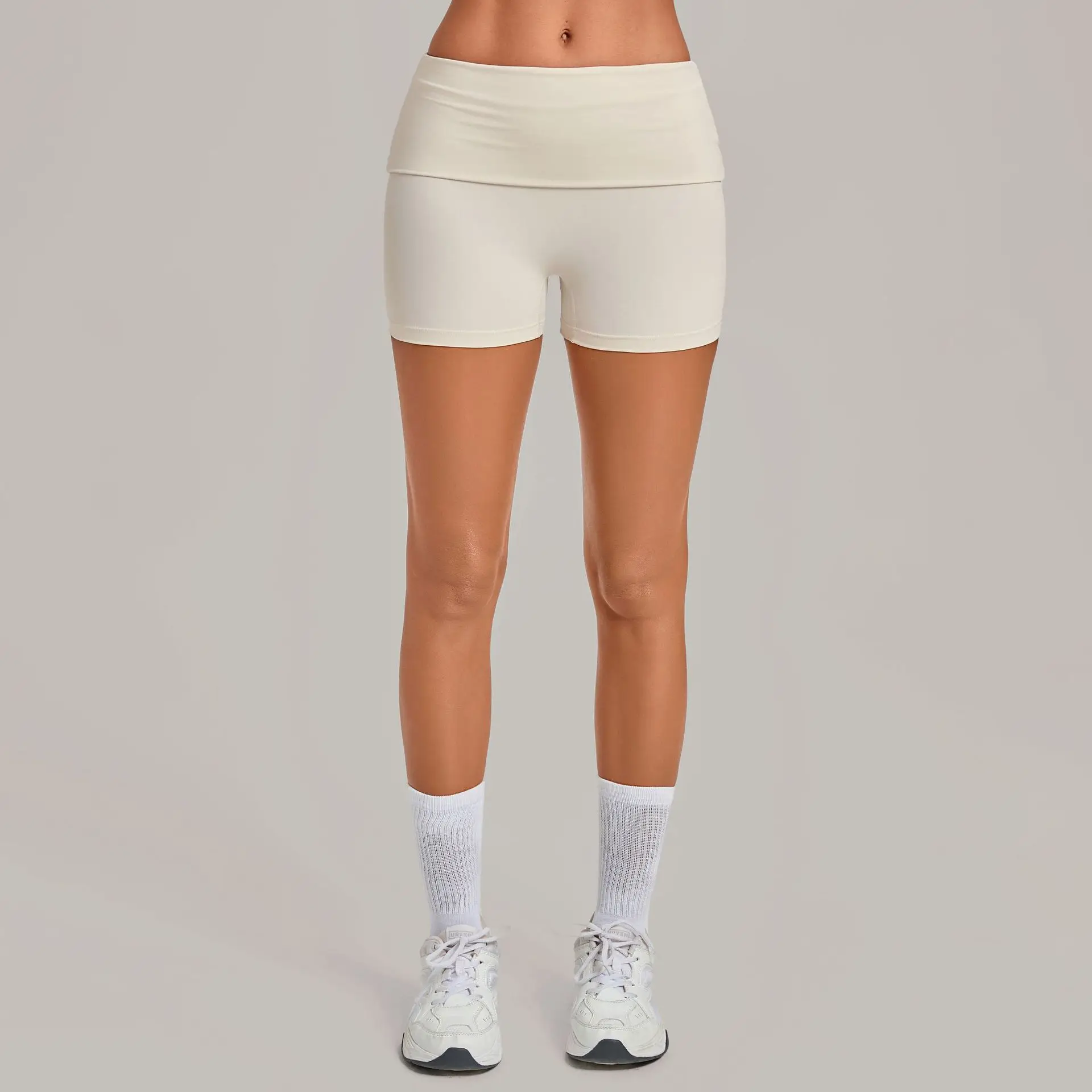 Foldable Waist High Waist Tight Butt Lift Quick-drying Yoga Pants Women's Invisible Pleated Fitness Running Sports Yoga Shorts