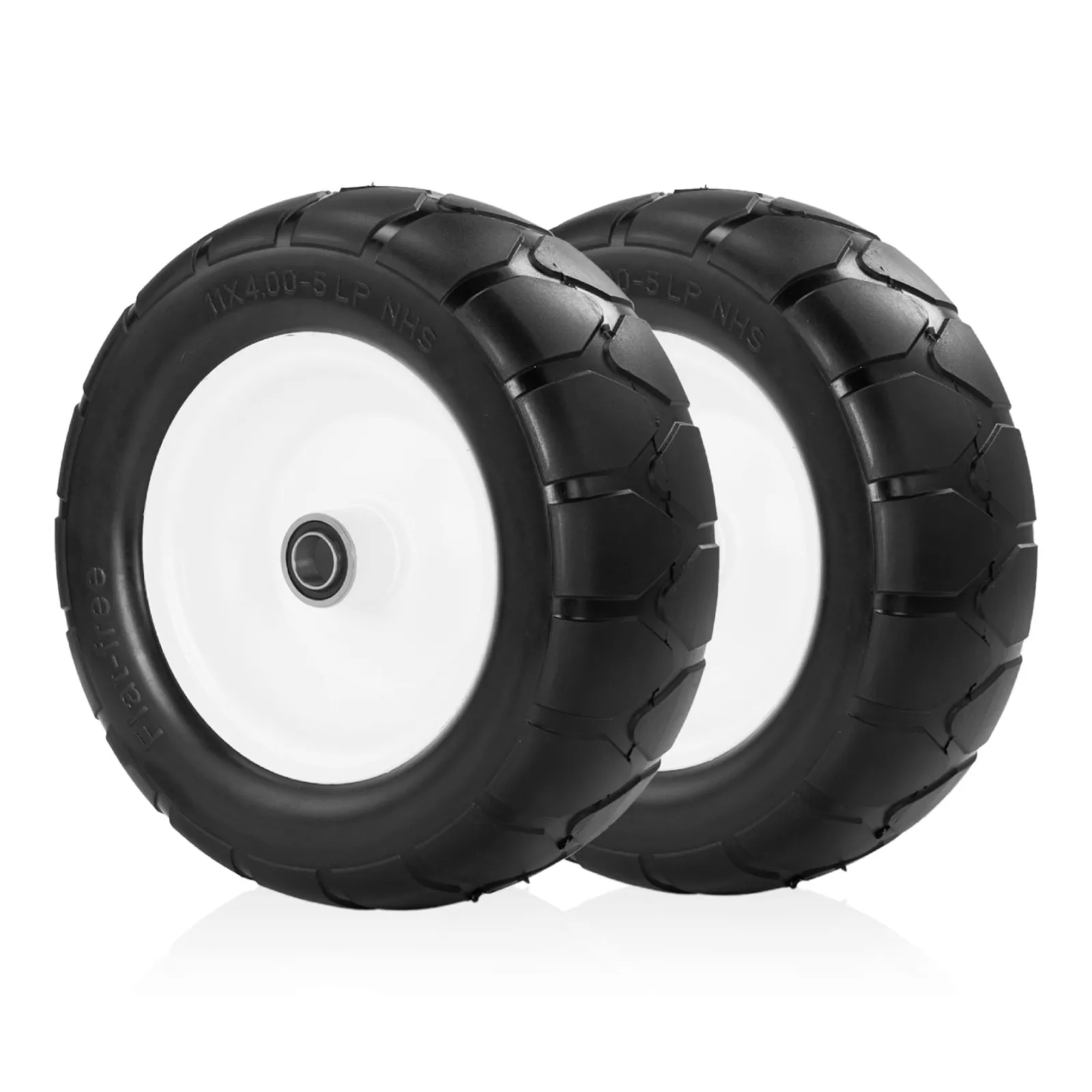 

Set of 2 11x4.00-5 Lawn Mower Front Solid Tires and Wheel 11x4-5 11x4x5
