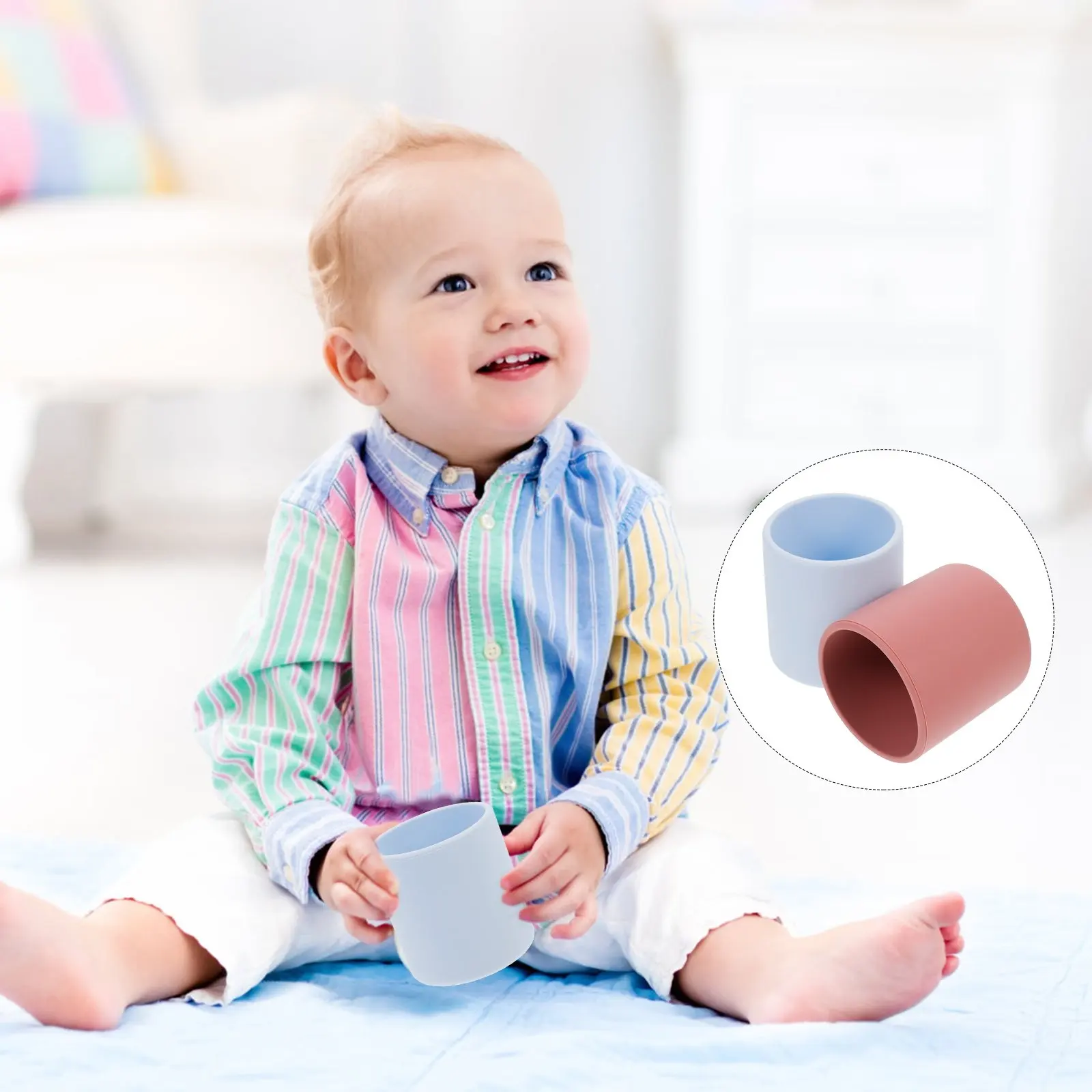 

2Pcs Kids Silicone Training Cup Baby Drinking Cup Food Safe Material Smooth Surface Tooth Friendly Design Stable Base for Early