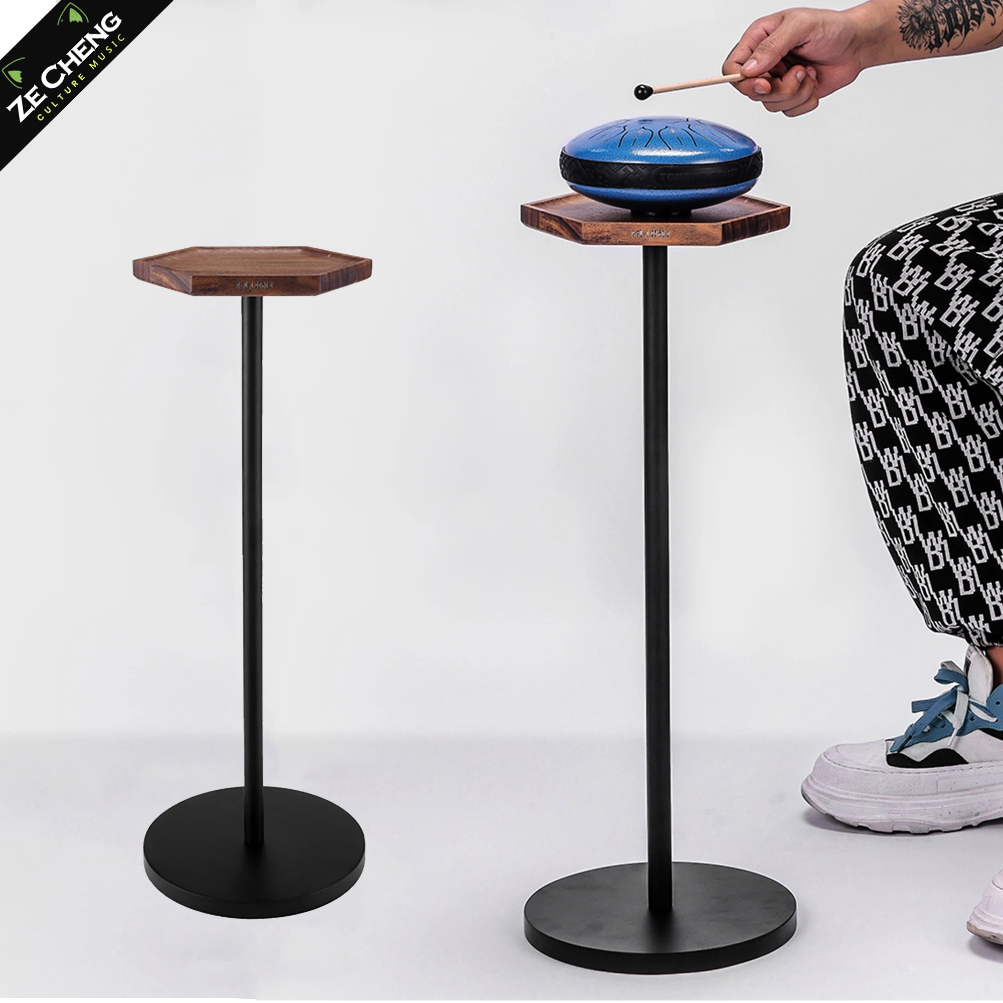 

Detachable Handpan Stand for 5.5/6/8 Inch Drum, Beechwood Pillar & Solid Wood Pallet Portable Percussion Accessory Suitable for Adult Beginners