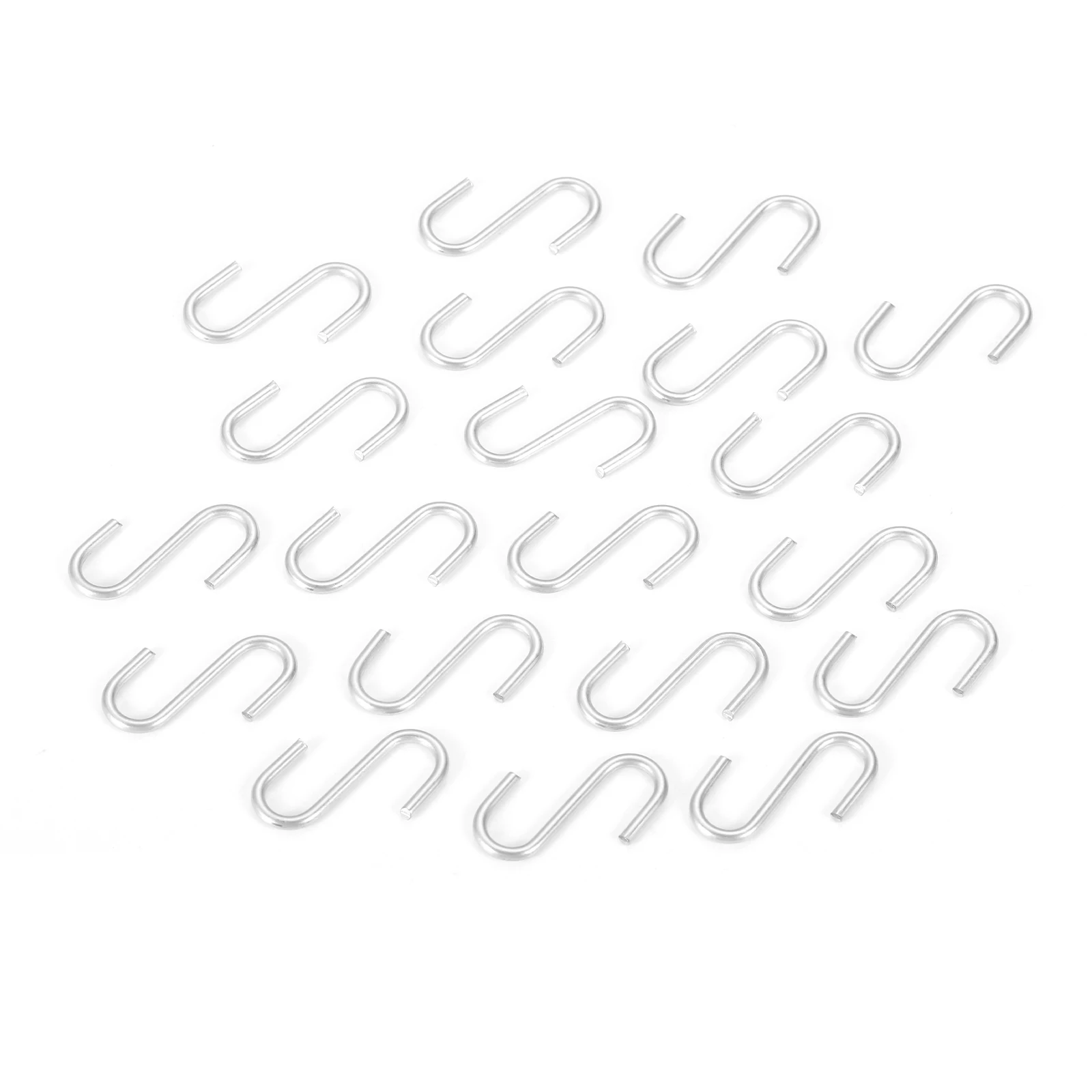 20Pcs S-Shaped Silver Wire Hooks Connector Chain Hardware for Hanging Kitchen Utensils Clothes Handbag Key Hanger Cabinet Doors