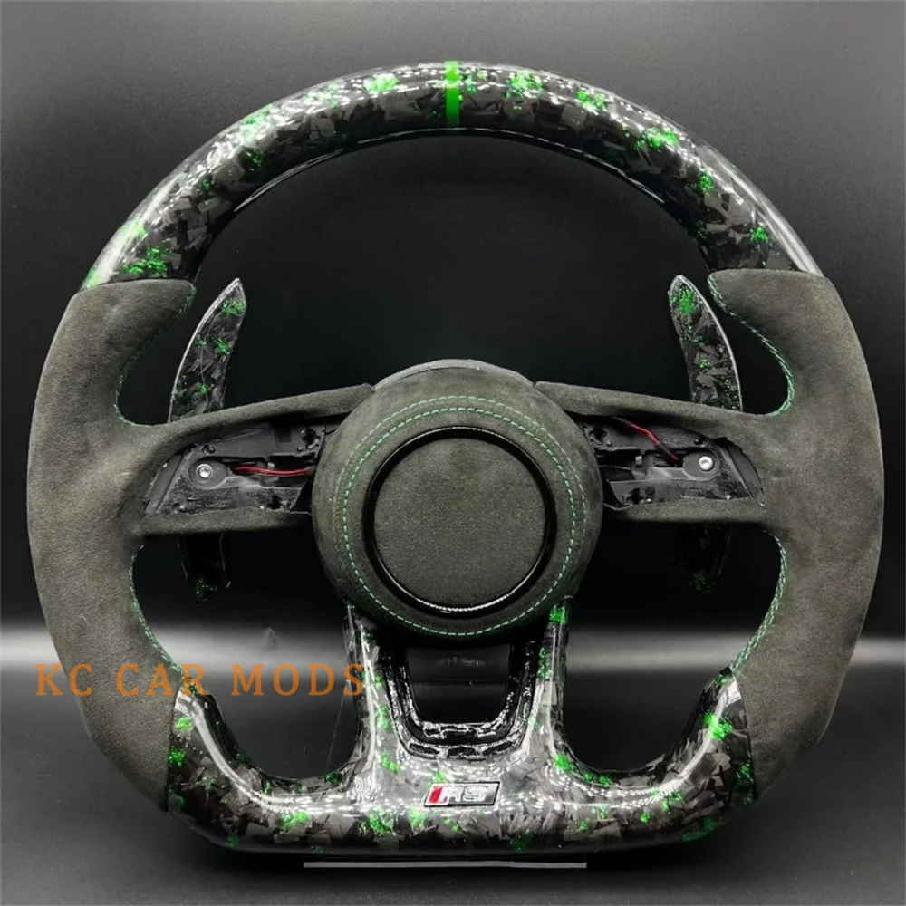 Customized Black Forged Carbon Fiber Steering Wheel for 2017 2018 2019 2020 2021 2022 2023 2024 Audi S3 A4 A5 S4