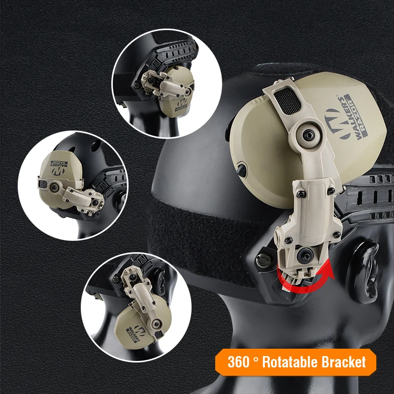 Tactical Hanging Fast Helmet Headphone Stand 360°Rotation Impact Sport Earphone Bracket Adapter ARCWalker\'s Razor Headset Mount