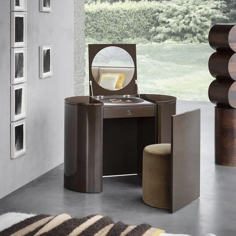 

ForSolid wood dresser modern villa bedroom simple dressing table storage cabinet integrated with mirror