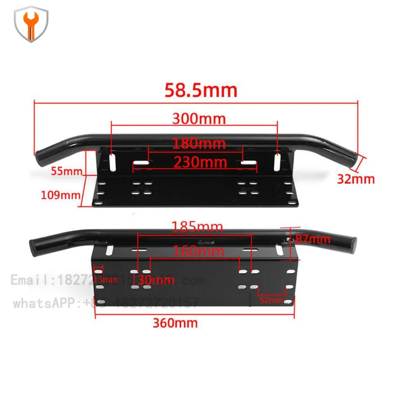 Car license plate modification bracket, off-road vehicle, front bar, spotlight, working light frame, aluminum alloy crash frame