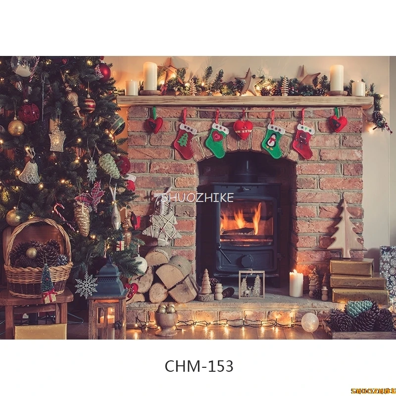 SHUOZHIKE الفن النسيج عيد الميلاد موضوع داخلي التصوير خلفية شجرة عيد الميلاد الخلفيات للصور استوديو الدعائم CHM-101