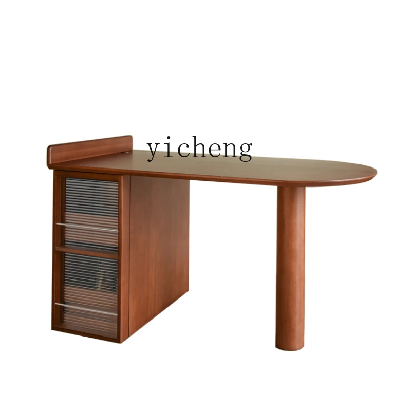 Zc Solid Wood Kitchen Island Dining Table Integrated Household Sideboard Cabinet Bar Counter Simple Modern Multifunctional Table