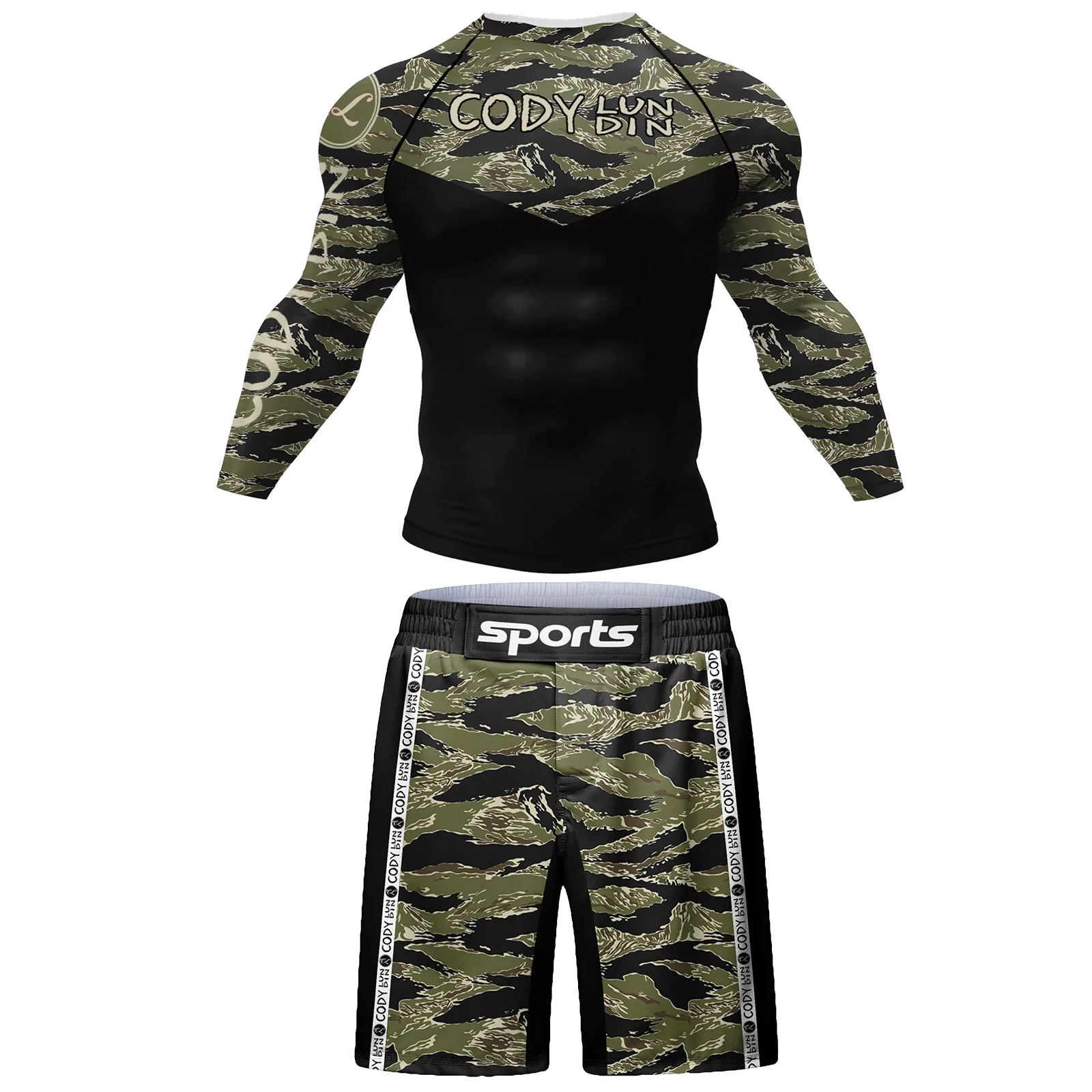 

Camouflage Wrestling Sportswear Rashguard Shorts Set Sublimation Clothes Men's Sports Tights Fitness Cody Compression Suit