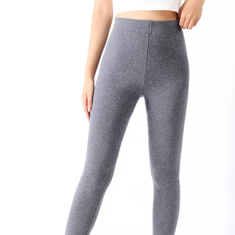 Ladies Winter Thick Warm Australian Wool Knit Leggings Women 2026 Stretchy Slim fleece lined Pants