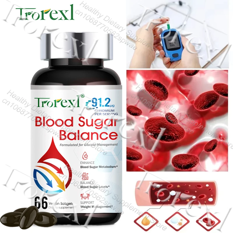 Natural Blood Sugar Complex Supplement | Balances Blood Sugar, Glucose Metabolism,Supports Immune, Cholesterol,Heart Health