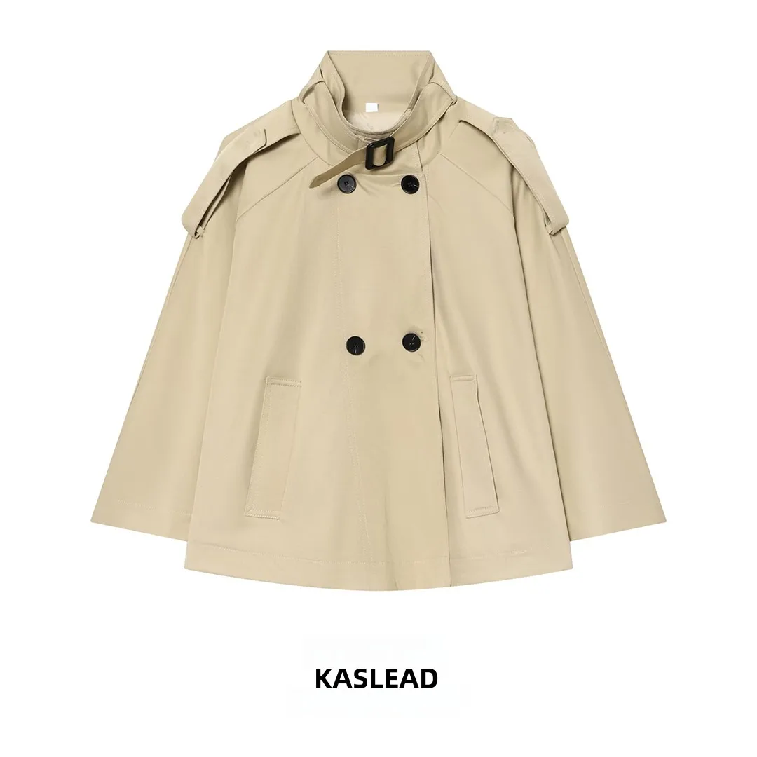KASLEAD Fashionable Short Windbreaker Women's Jacket Loose Fit Stand Collar Wrap Style Versatile Outerwear Summer 2026