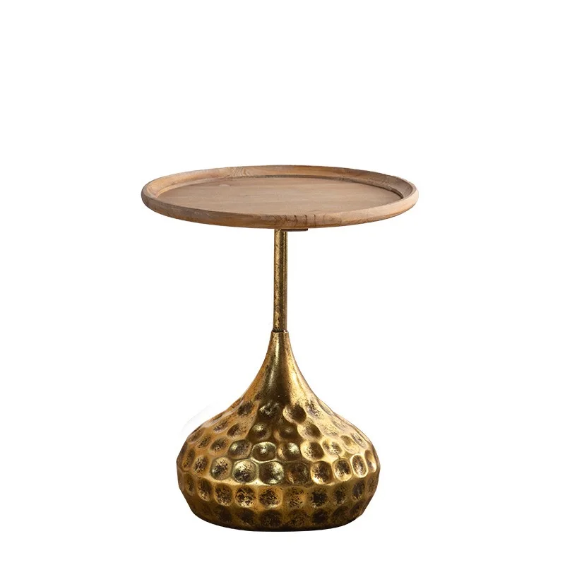 American retro solid wood small round table B & B living room sofa corner model room balcony casual coffee table coffee table