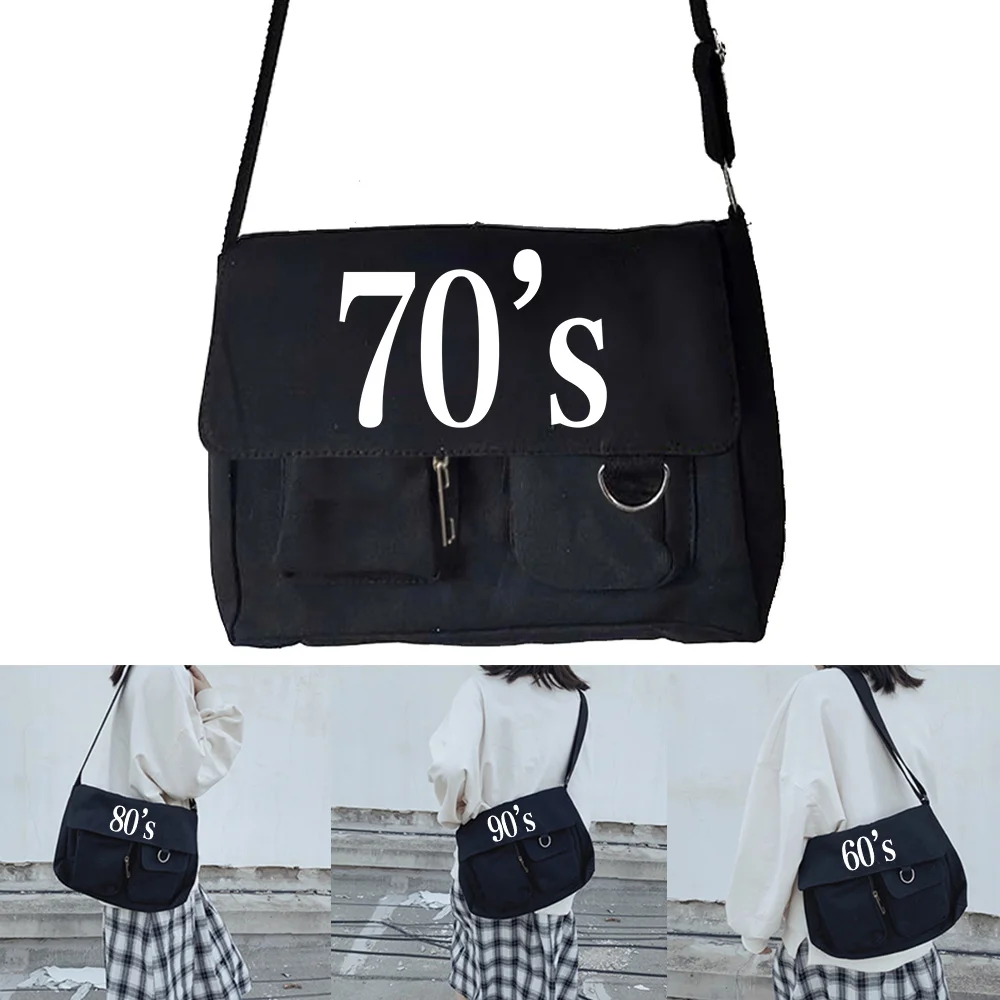 Crossbody Shoulder Bags ese All-match Harajuku Postman Case Canvas Bag Women Casual Shopping Organizer Years Print Satchels