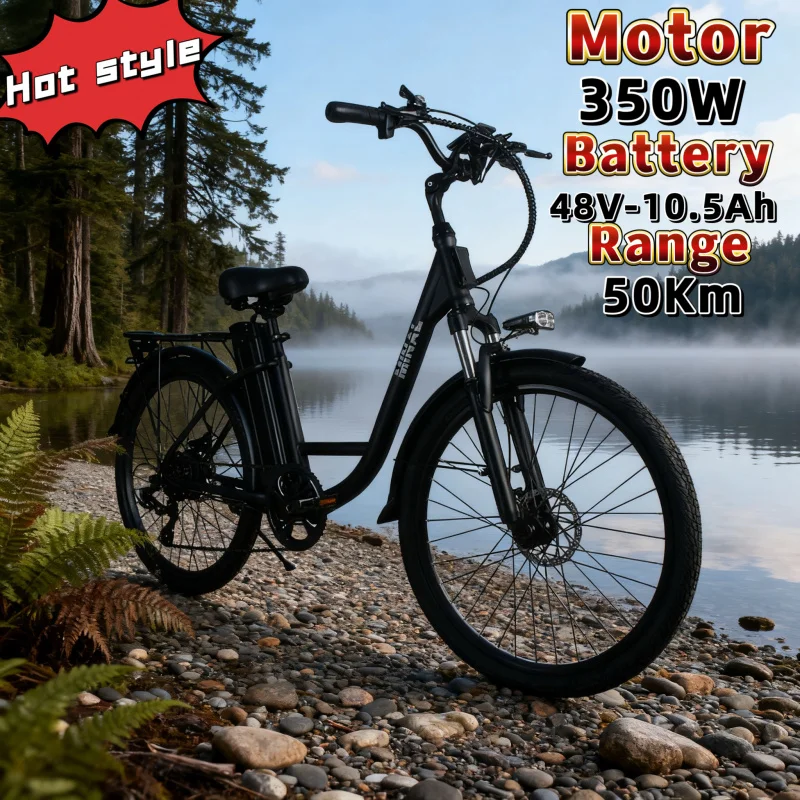 

26-inch electric bicycle 350W motor 48v10.5ah removable battery electric bicycle city school transportation bicycle