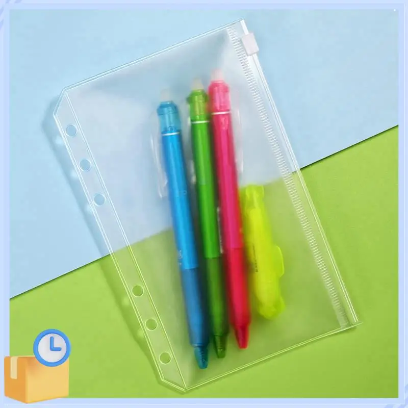 Popular 50PCS 6 Holes Binder Pouch Zipper Folders For 6-Ring Binder PVC Cash Budget Envelopes Zipper Bag