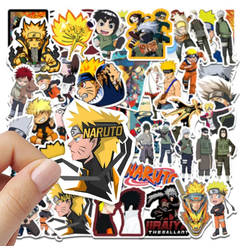 100 szt. Naklejki Naruto nie powtarzające się Uzumaki Naruto Kakashi Uchiha Sasuke Itachi Kawaii kreskówka wodoodporne zabawki Stiker