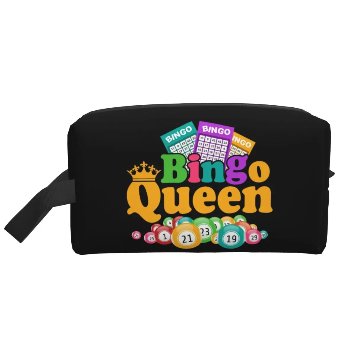 Custom Bingo Queen Game Lover Travel Cosmetic Bag Women Toiletry Makeup Organizer Ladies Beauty Storage Dopp Kit
