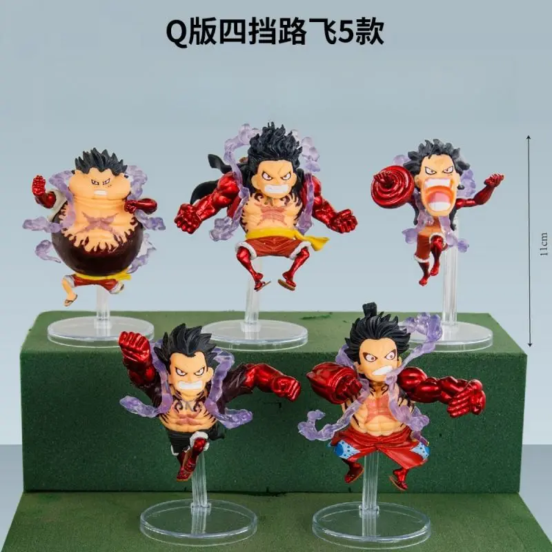 

Bandai Luffy Anime Figure PVC For Collectors And Fans Desktop Decoration Five Pieces Chibi Style With Fourth Gear King Kong Gun