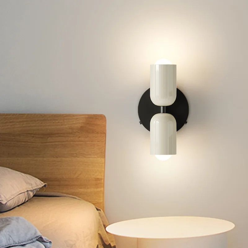 Modern Nordic Minimalist Colorful Wall Light  Bedroom Bedside Chilren's Room Home Decorations Wall Lamp E27 Two Light Sources