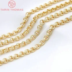 (6193) 50CM 4MM 6.5MM 24K Gold Color Plated Brass Necklace Chains Bracelet Chains High Quality Jewelry Accessories Wholesale