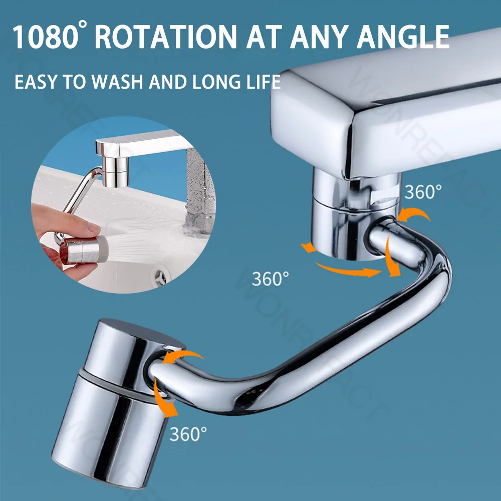 Lavandino del bagno espansore del rubinetto in ottone rotazione di 1080 gradi rubinetto del filtro di estensione del lavandino della cucina