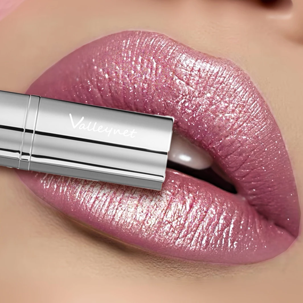 ウォータープルーフグリッターリップスティック - メタリック仕上げの長持ちするきらめくリップスティック、すべての肌タイプ、大人用、美容リップスティック