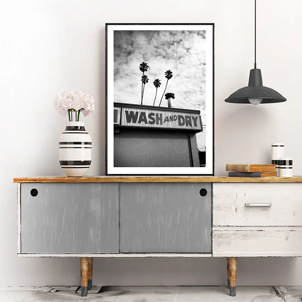 Wash Day Poster Fashion Dry Cleaner Magazine Canvas Painting Art Print Black White Photography Wall Picture Laundry Room Decor