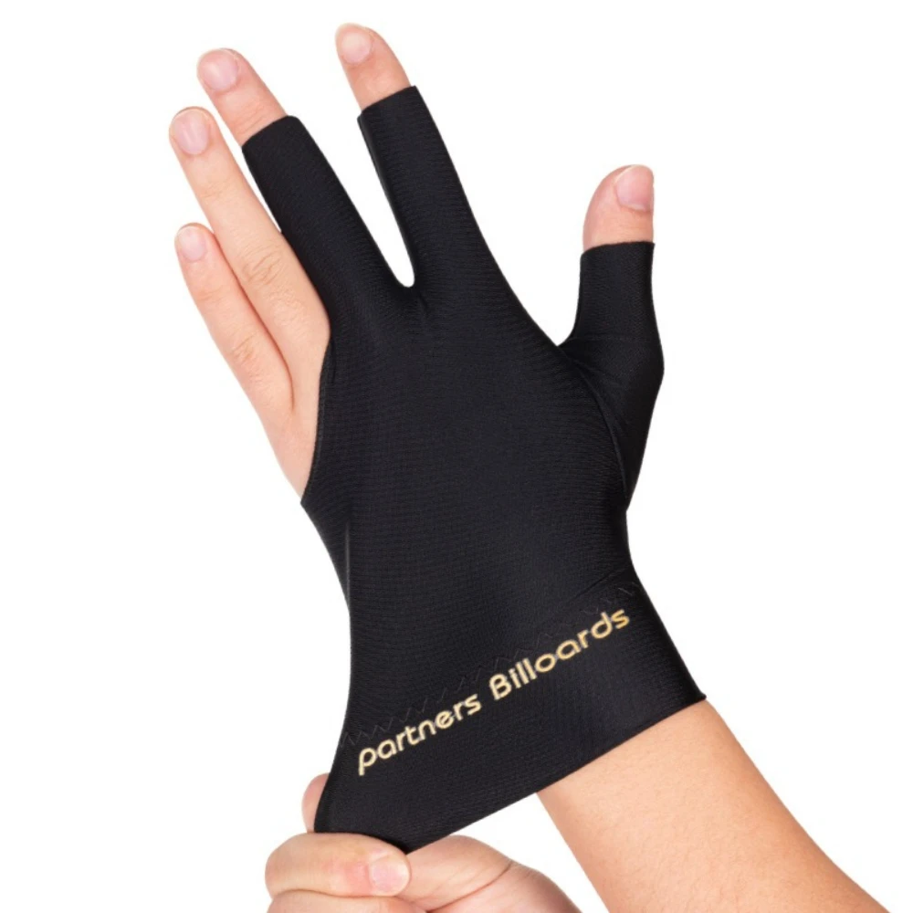 Black Eight Pure Cotton Snooker Gloves Three Finger Non-Slip Adhesive Left Hand Single Piece for Billiards