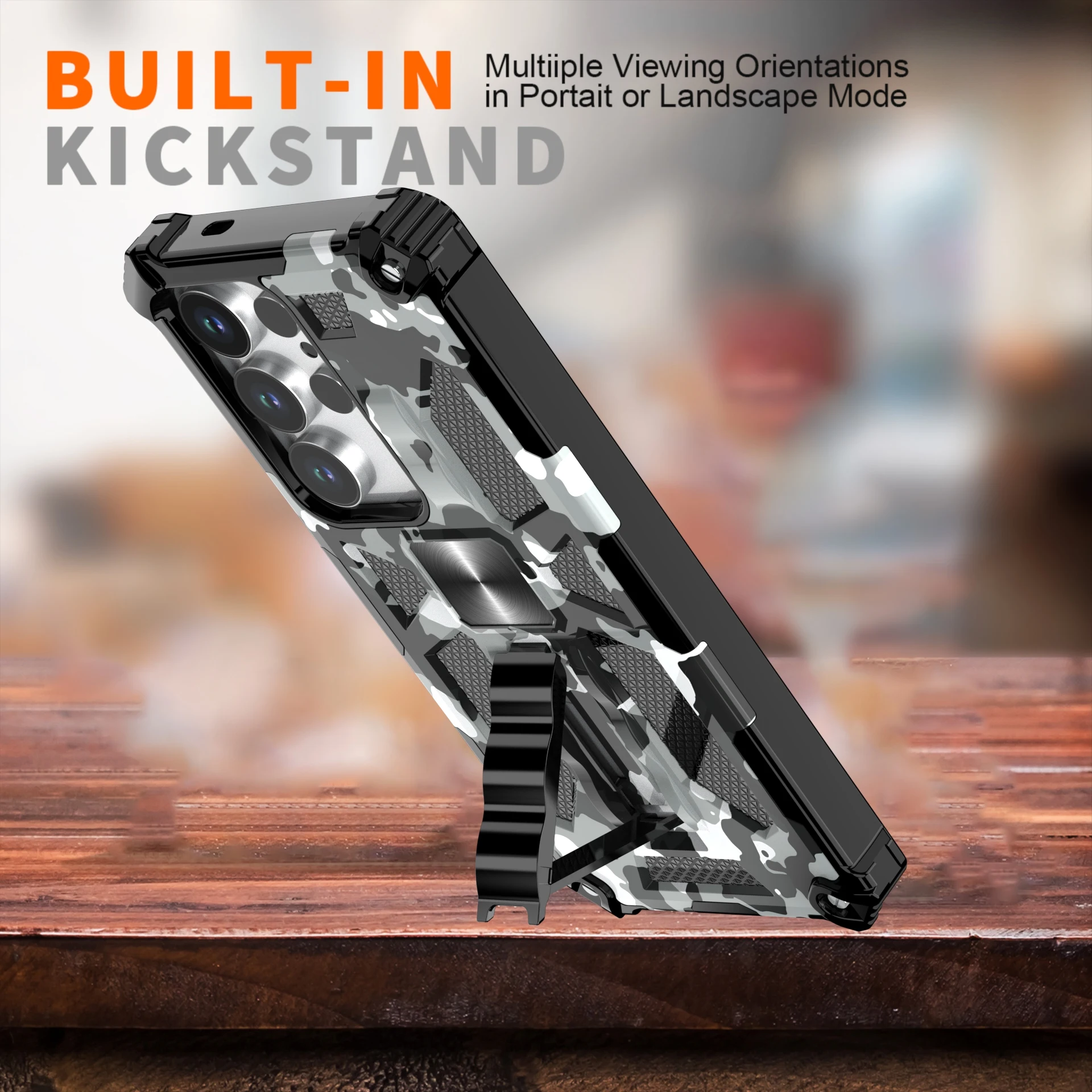 Praktische Tarnung mit Ständer, Outdoor-Stil, Samsung-Handyhülle für Galaxy A05S 06 07, A15, 16, 17, A25, 26, A35, 36 A55 A56