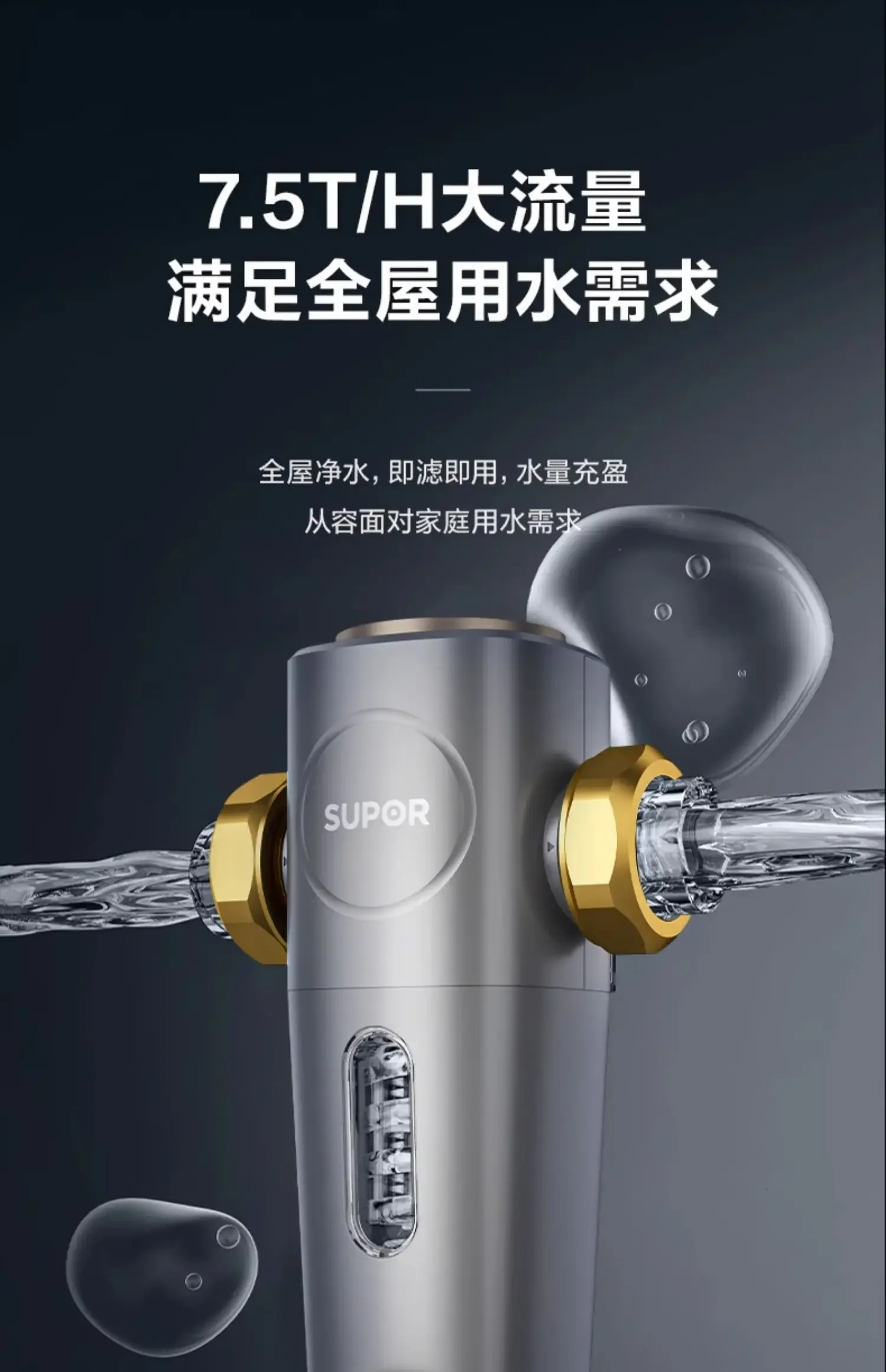 Large-Capacity Automatic Flush Water Purifier with Pre-Filter for Whole House by SUPOR