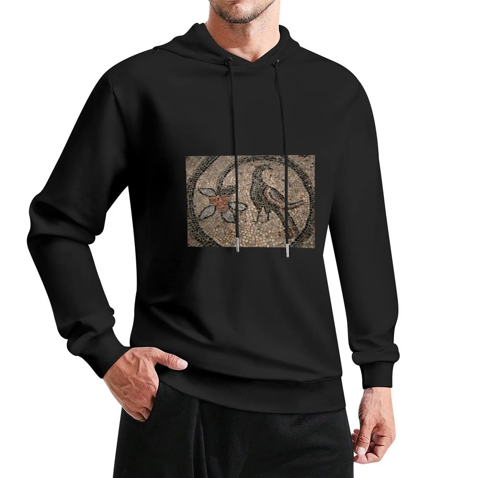 Bird with blossoming flower mosaic in Byzantine basilica Pullover Hoodie blouse hoodie