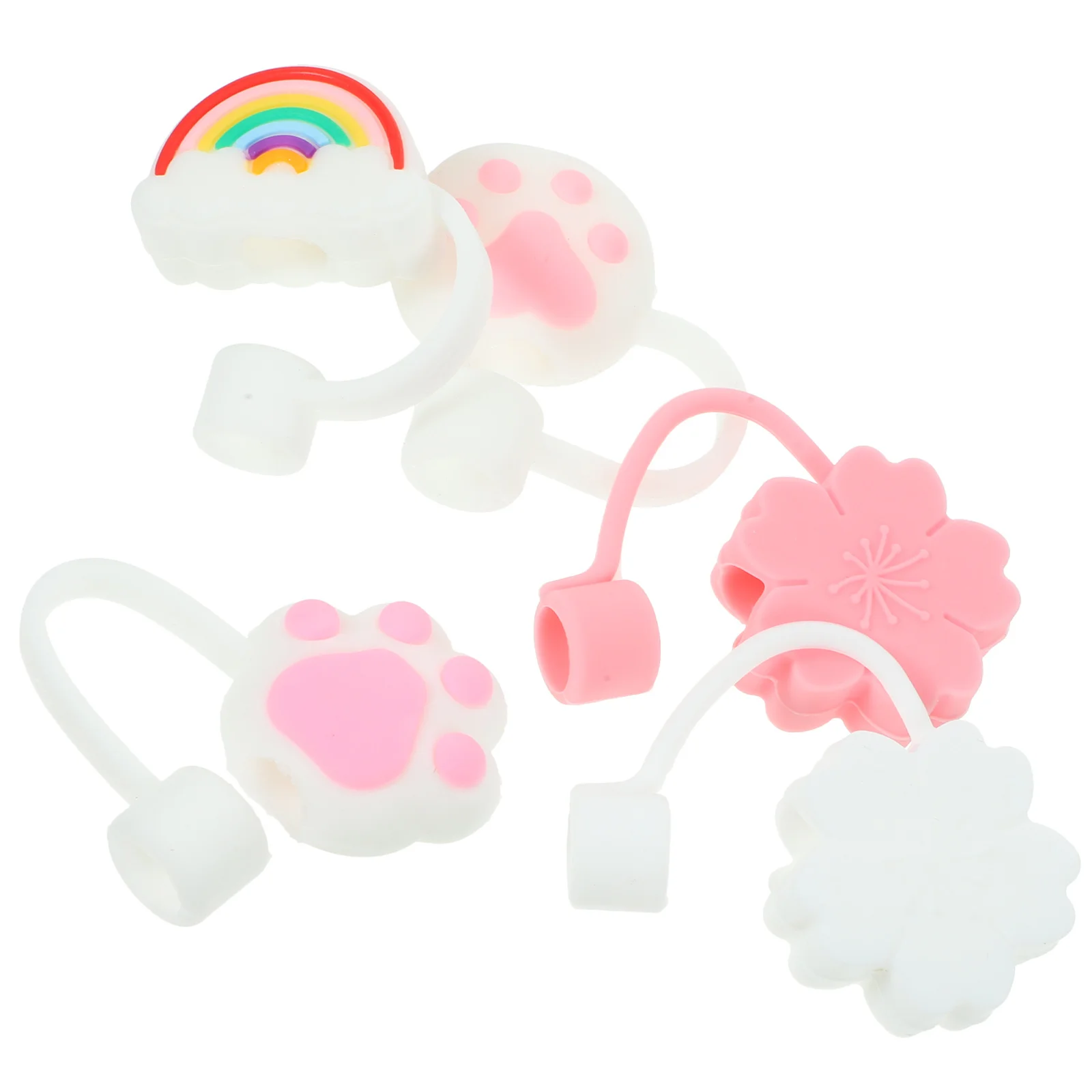 

5Pcs Reusable Straw Caps Silicone Dustproof Covers 8Mm Diameter for Drinking Straws Cartoon Topper Set Straw Cover