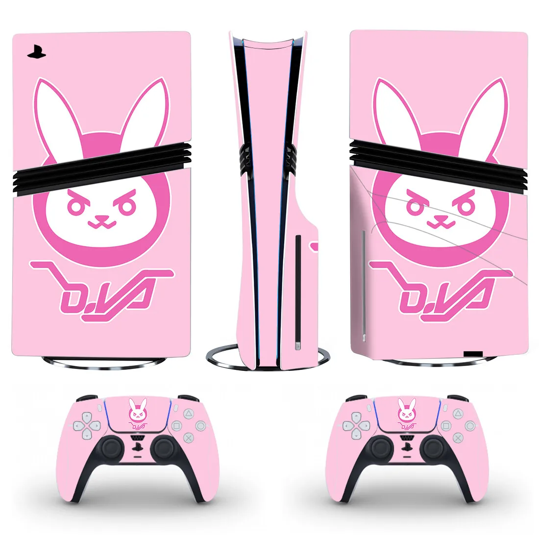 Game D.va PS5 Pro Disc Digital Skin Sticker Decal Cover for Console and 2 Controllers PS5 Pro Disk Sticker Vinyl