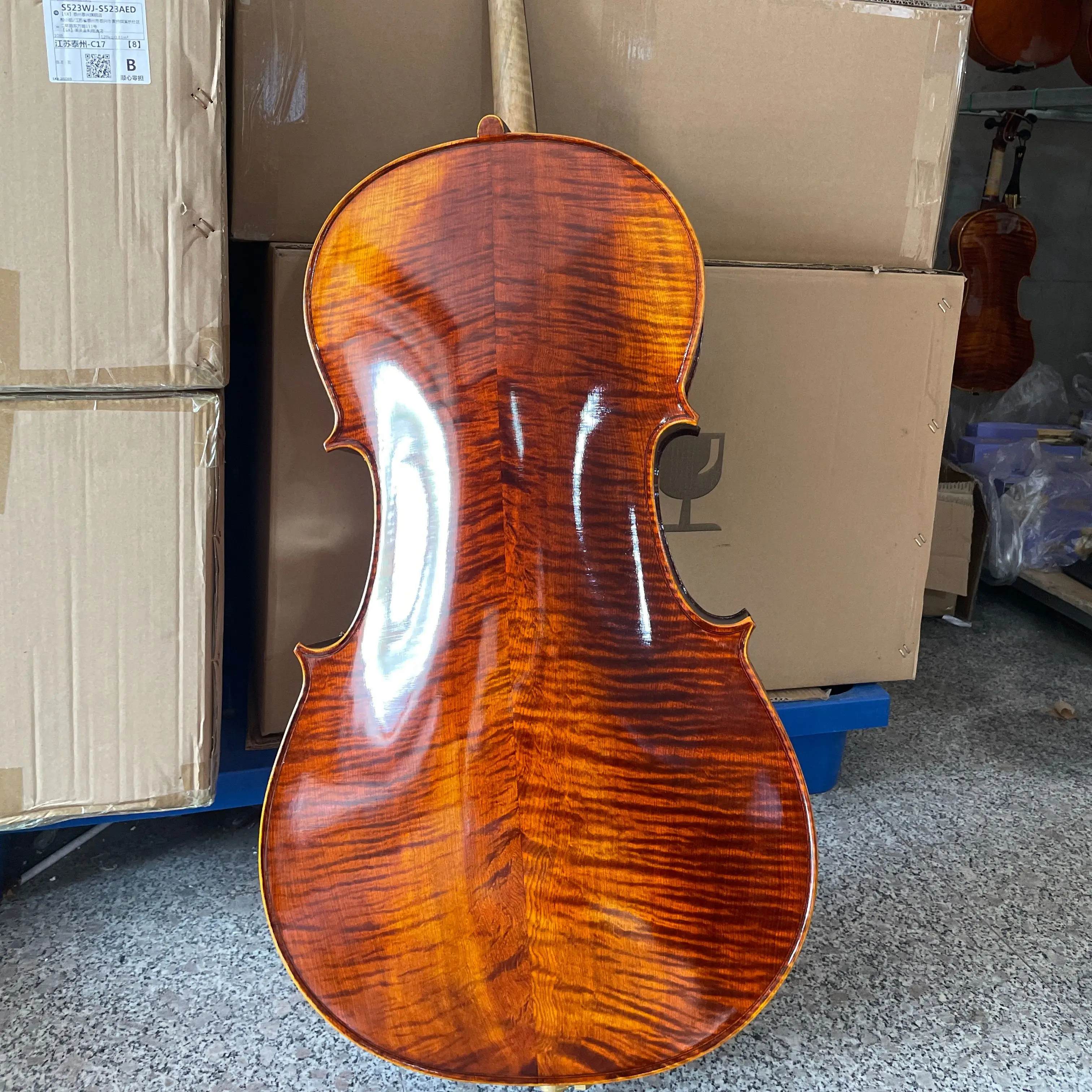 purely handmade Retro antique Cello 4/4 Natural Flamed Grade AAA Spruce Panel Violon Cello Musical Instruments With accessories