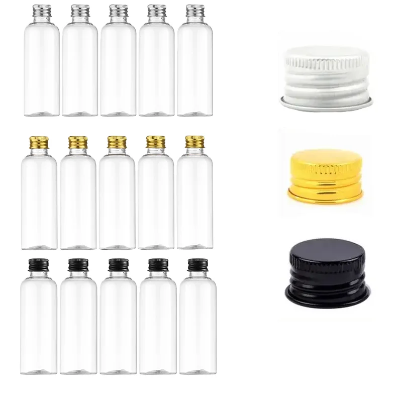 

20Pcs 5ml-250ML Clear Plastic Bottle with Metal Screw Caps Portable Travel Cosmetic Sample Containers For Lotion Creams Juice