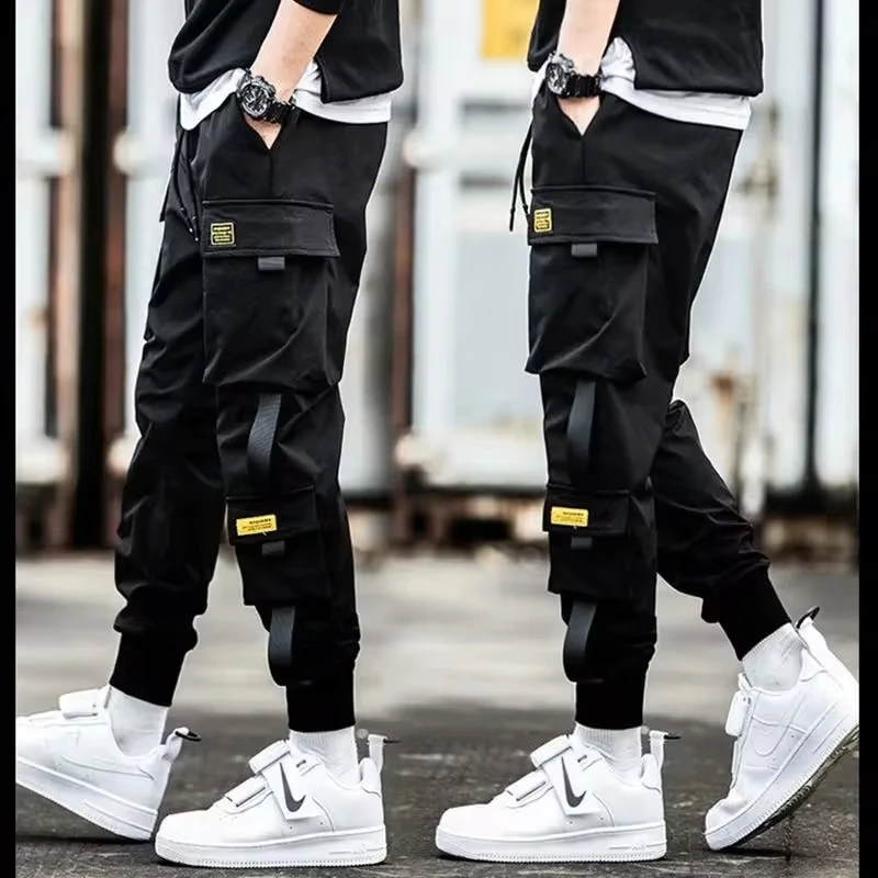 

Men's Casual Loose Fit Multi-Pocket Sport Fry Street Jogger Pants Spring And Summer Premier Drawstring Fitness Trousers