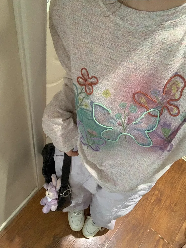 تي شيرت نسائي كوري بأكمام طويلة للخريف وزر مزدوج وحاشية منحنية وملمس جامعي ذكي وأدبي متواضع شبابي وأنيق #2