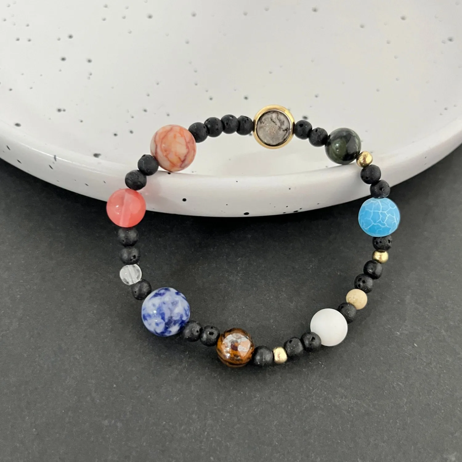 Solar System Bracelet Universe Galaxy Nine Planets Stone Beaded Elastic Bracelet For Women Men Fashion Jewelry Gift