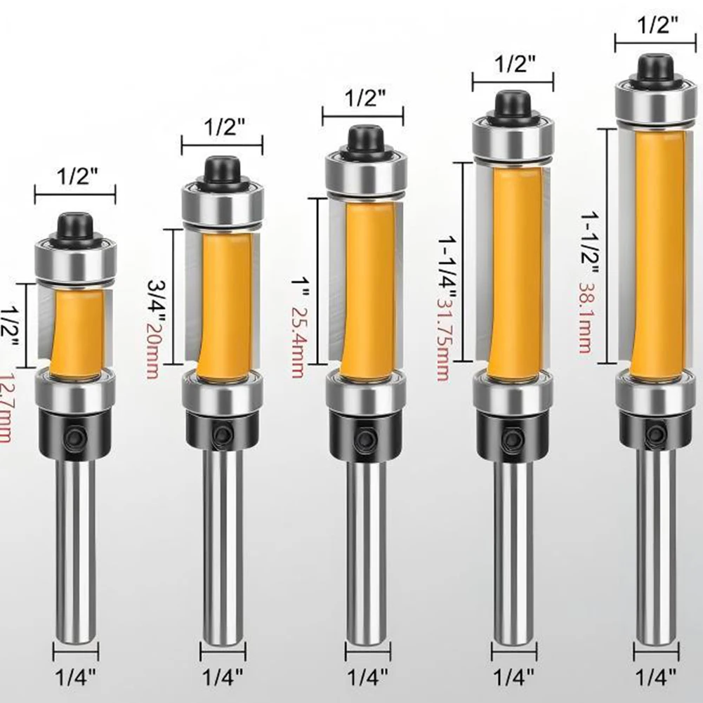 5 шт. набор фрез с двойным подшипником из сплава, двусторонний деревообрабатывающий резак, долбежный резак для деревянной фрезы, концевая фреза, инструмент