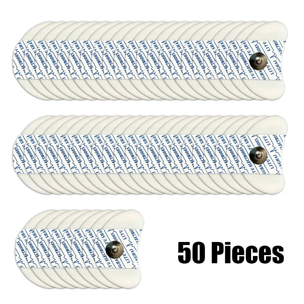 50Pcs Disposable Crescent Shaped Cerebral Circulation Foam Basic Button Pad ECG Cable Connecting Self Adhesive Electrodes Pads