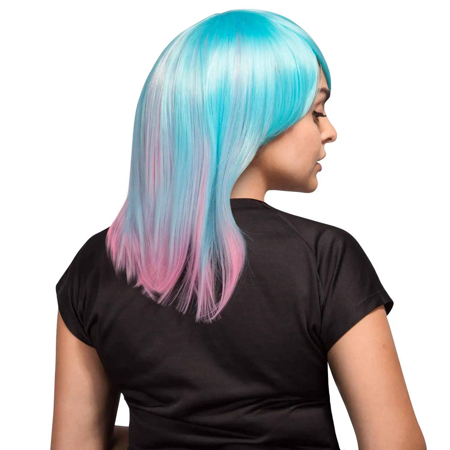 Wig sintetik Bob pendek Ombre Multi Warna panjang bahu Wig tahan panas sintetik