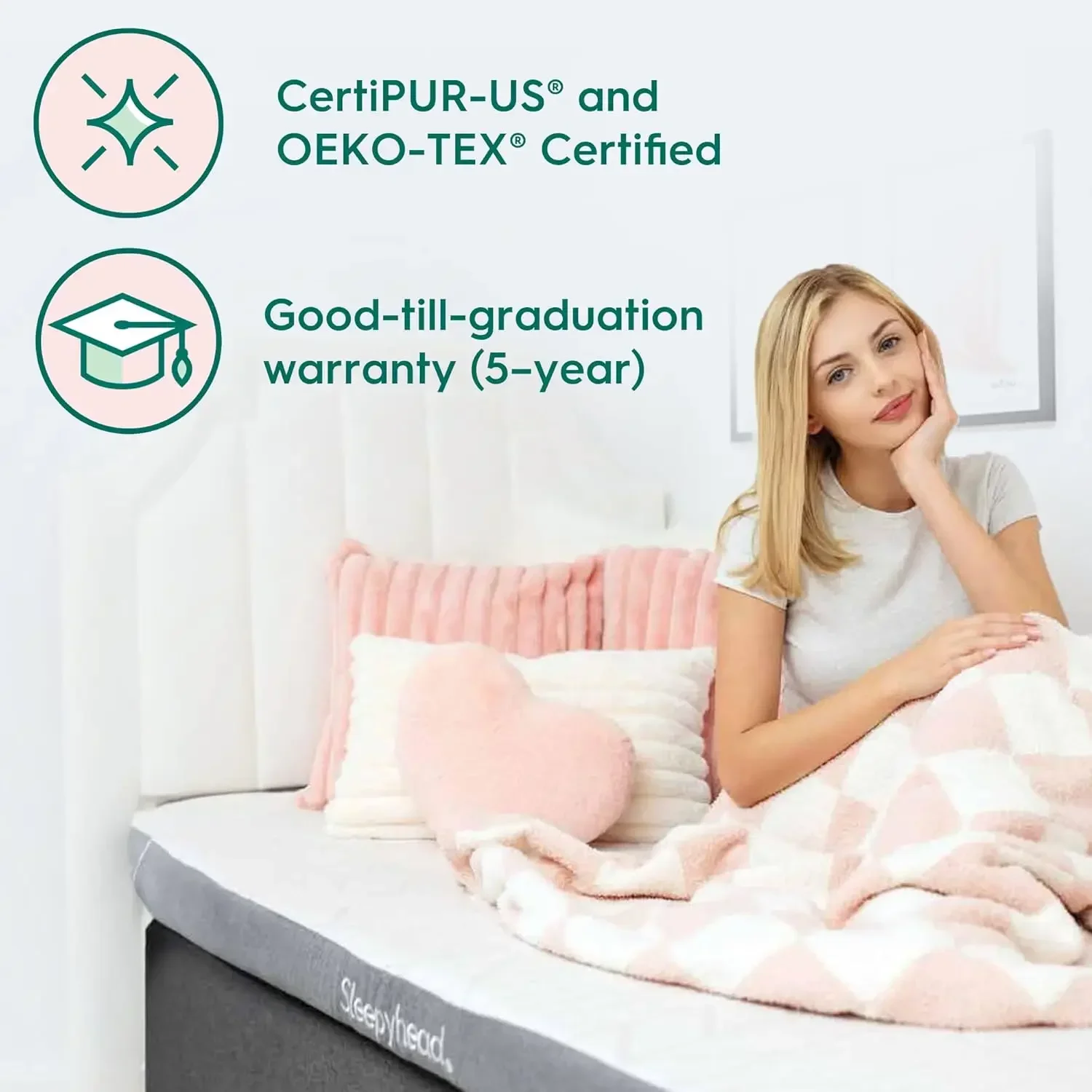 College Dorm – Copper  Gel Infused, Cooling, Washable Cover, Thick & Comfortable Mattress Pad, Dorm Room Essentials (XL Twin 3