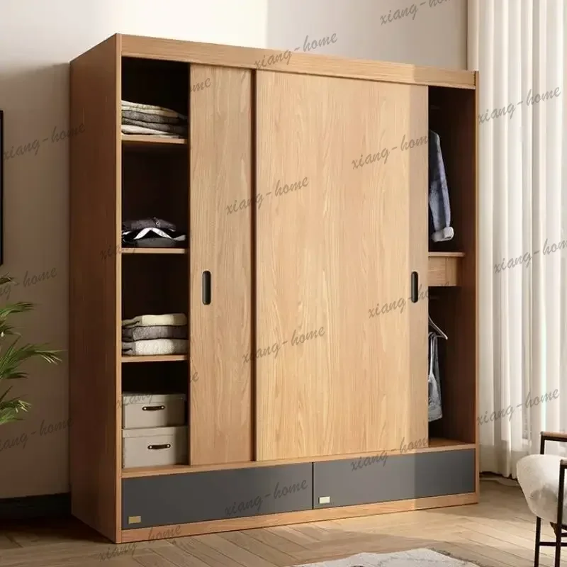 Luxury Orgnizer Wood Wardrobes Tall Sliding Door Wooden Clothes Wardrobe Bedroom Storage