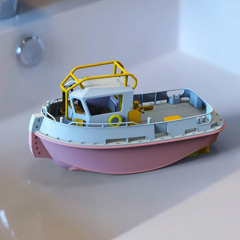 1/48 DAMEN 1004 Tugboat 3D Printing Kit 220mm Remote Control Boat Mini Cute Tugboat Model Kit