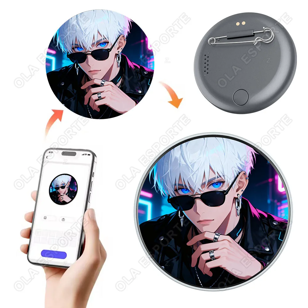 

Умный электронный бейдж Bluetooth с IPS-экраном 1,85 дюйма, креативный магнитный электронный бейдж-значок, поддержка JPG/PNG/GIF, разрешение 360x360.