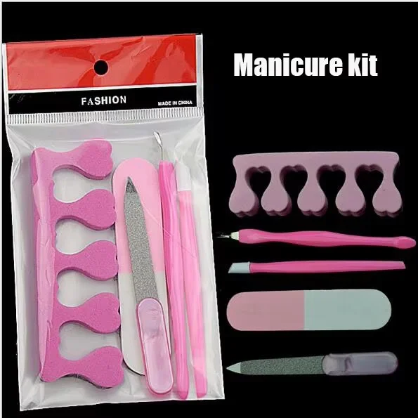Juego de manicura de 10 Uds., kit de pedicura, kit de uñas desechable, lima de uñas para hotel, tenedor para cutículas