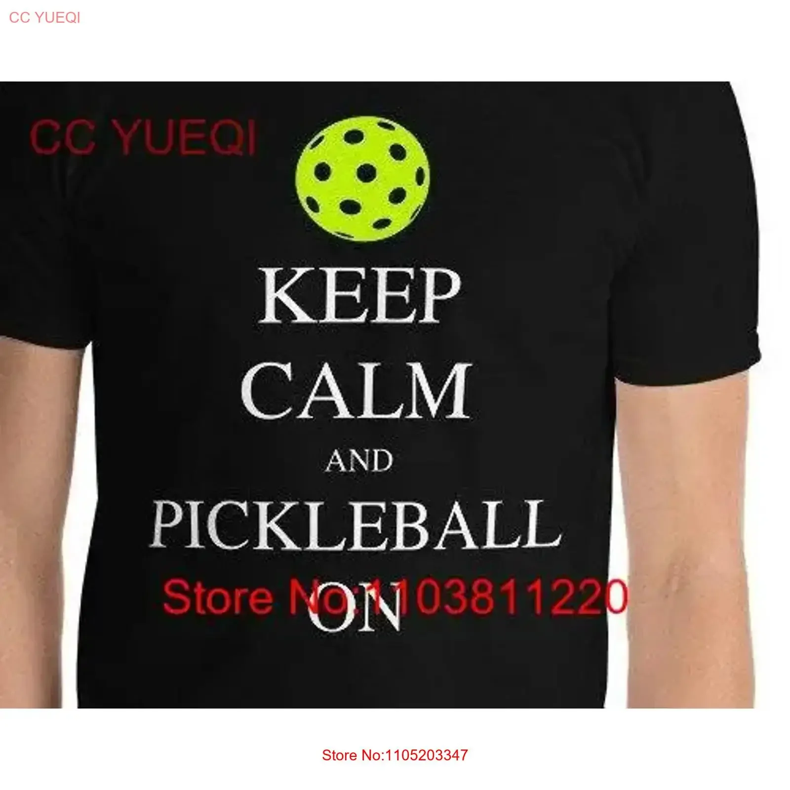 Keep Calm and Pickleball On T Shirt Cotton Pickle Ball Lover Idea vintage Washed Breathable Top For Everyday Wear Slightly