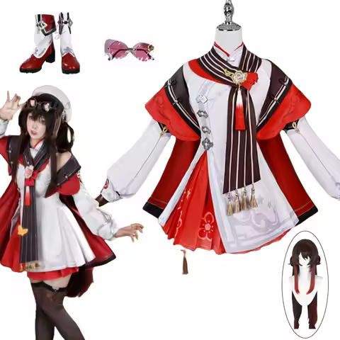 Hutao Game Genshin Impact Lantern Rite Hutao Cosplay Costume Wig Hu Tao Cherries Snow Laden Outfit Hair Red Costumes Customized
