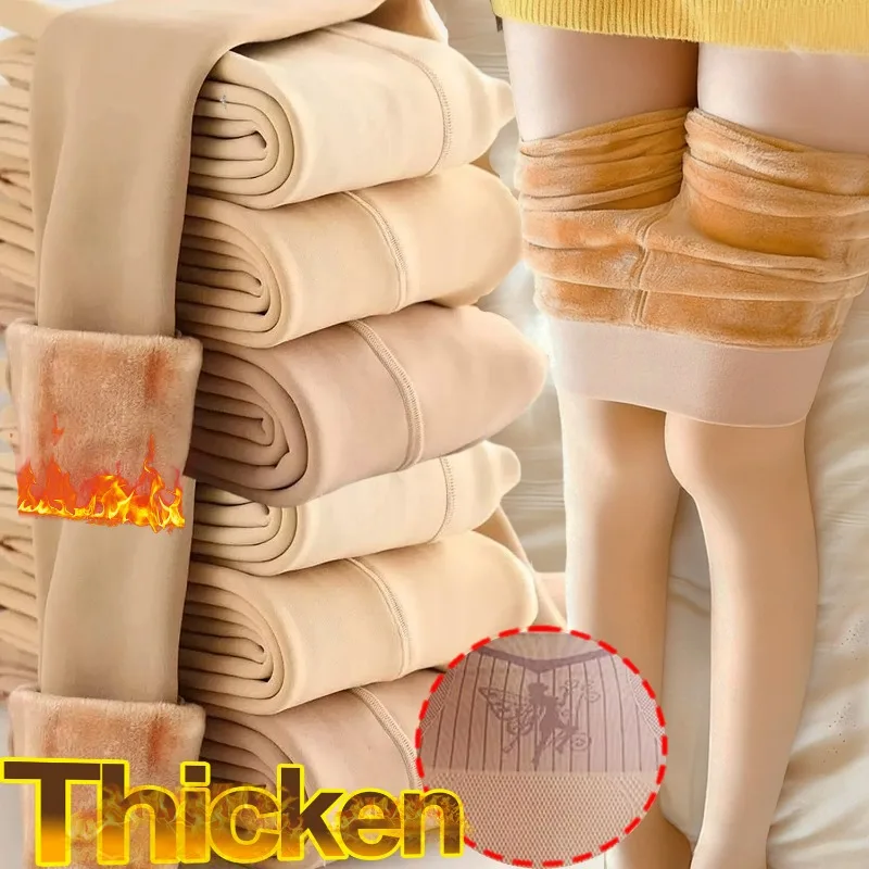 

Зимние утепленные колготки для женщин, термочулки с цветочным принтом феи, леггинсы, сексуальные полупрозрачные флисовые бархатные колготки